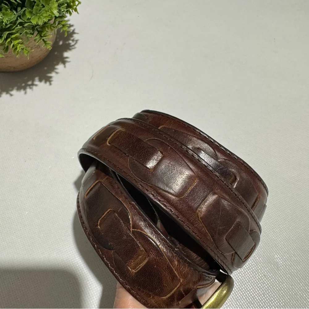 Vintage Brown Leather‎ Woven Belt Mens Size 40 Western Festival Boho Southwest